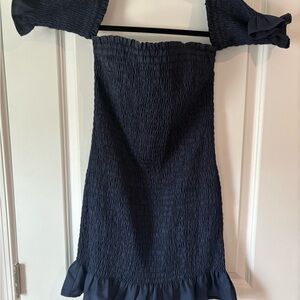Elegant Navy Off-Shoulder Mini Dress